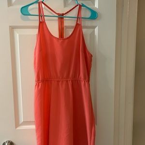 Coral open back dress
